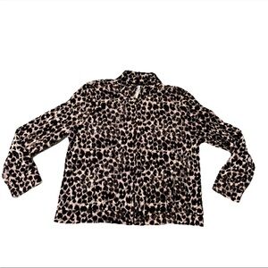 Kim Rogers Jacket Womens  PL Animal Print Leopard Black Full Zip Mock
